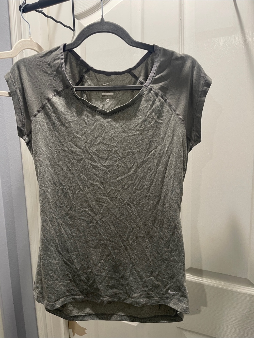 Nike Gray Short Sleeve Athletic V-Neck Tee